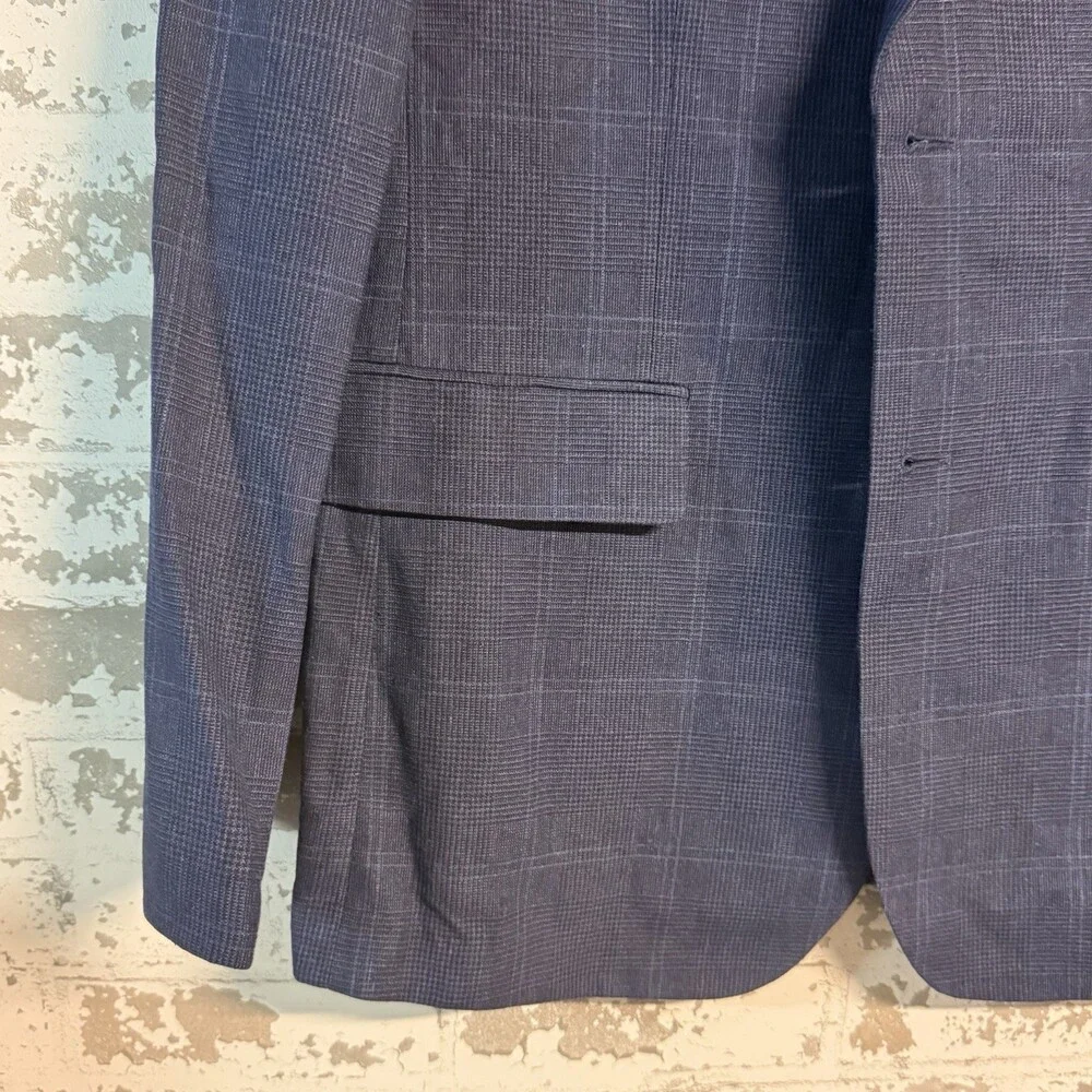 NEW Banana Republic Linen Blend Blue Plaid Blazer Men’s 42R